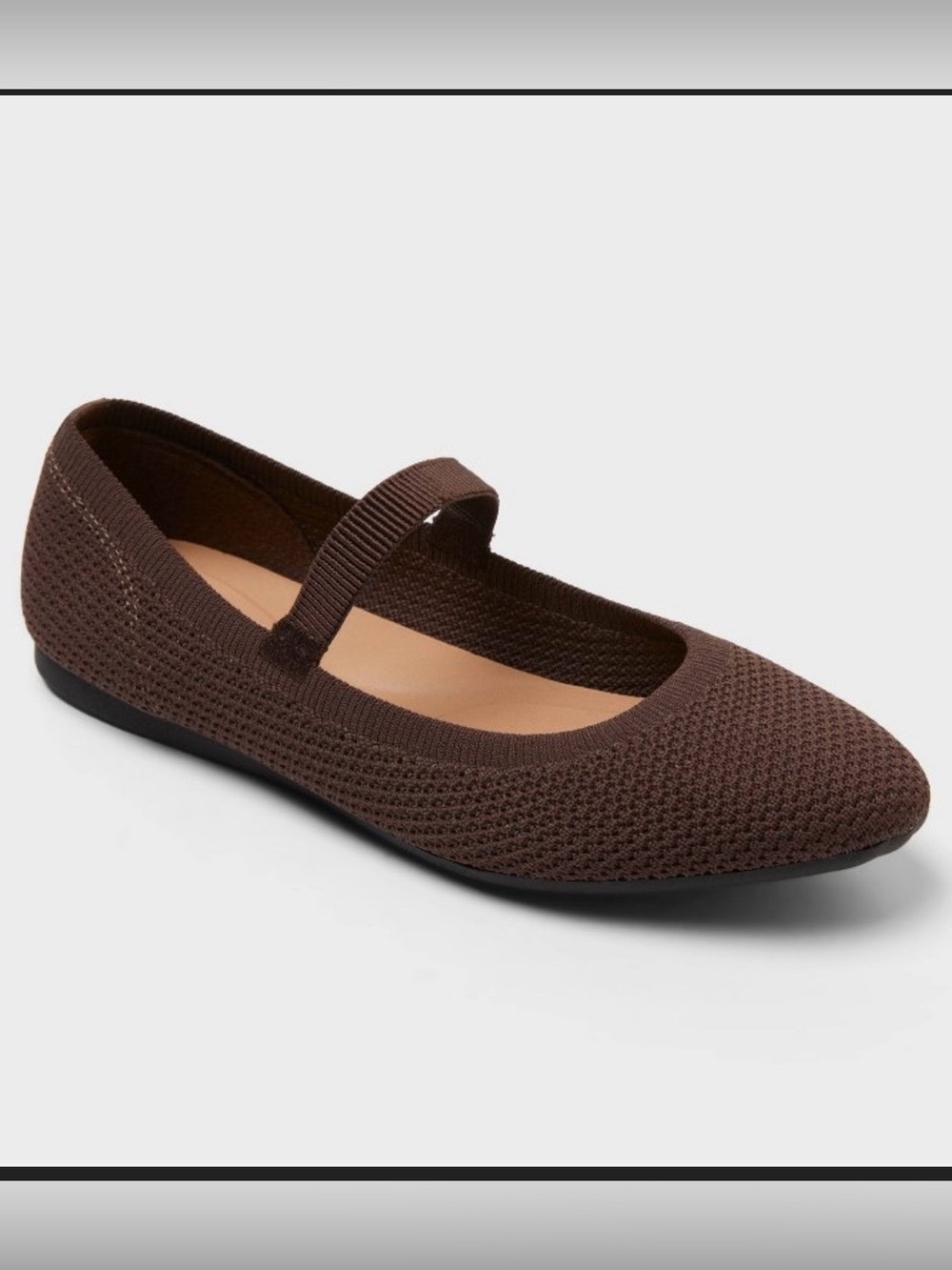 A New Day Brown Knit Mary Jane Flats